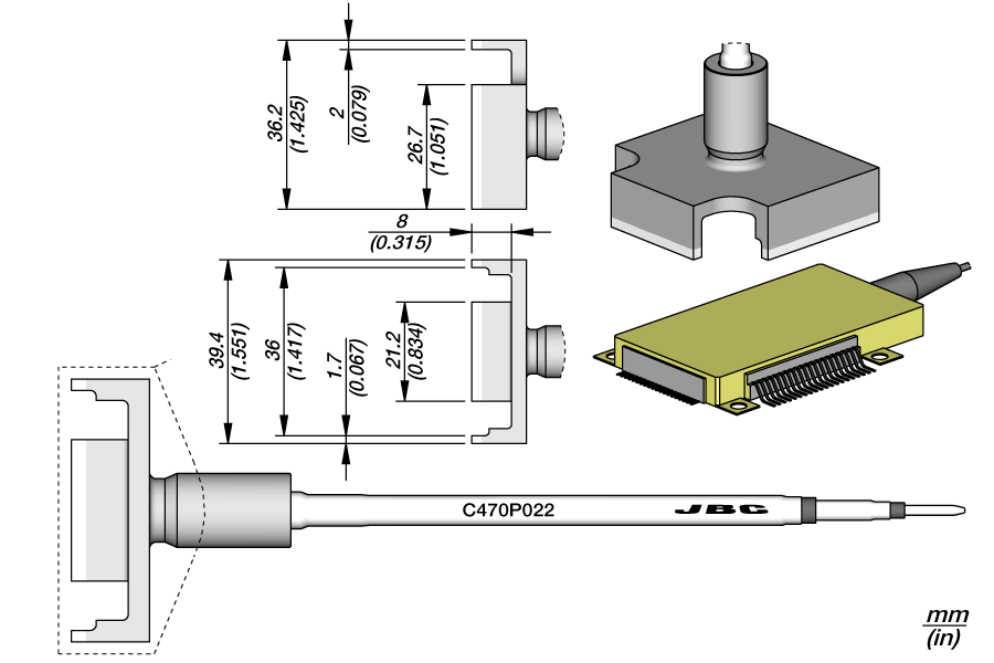 C470P022 - Fiber Coupled Chip Cartridge 21.2 x 26.7